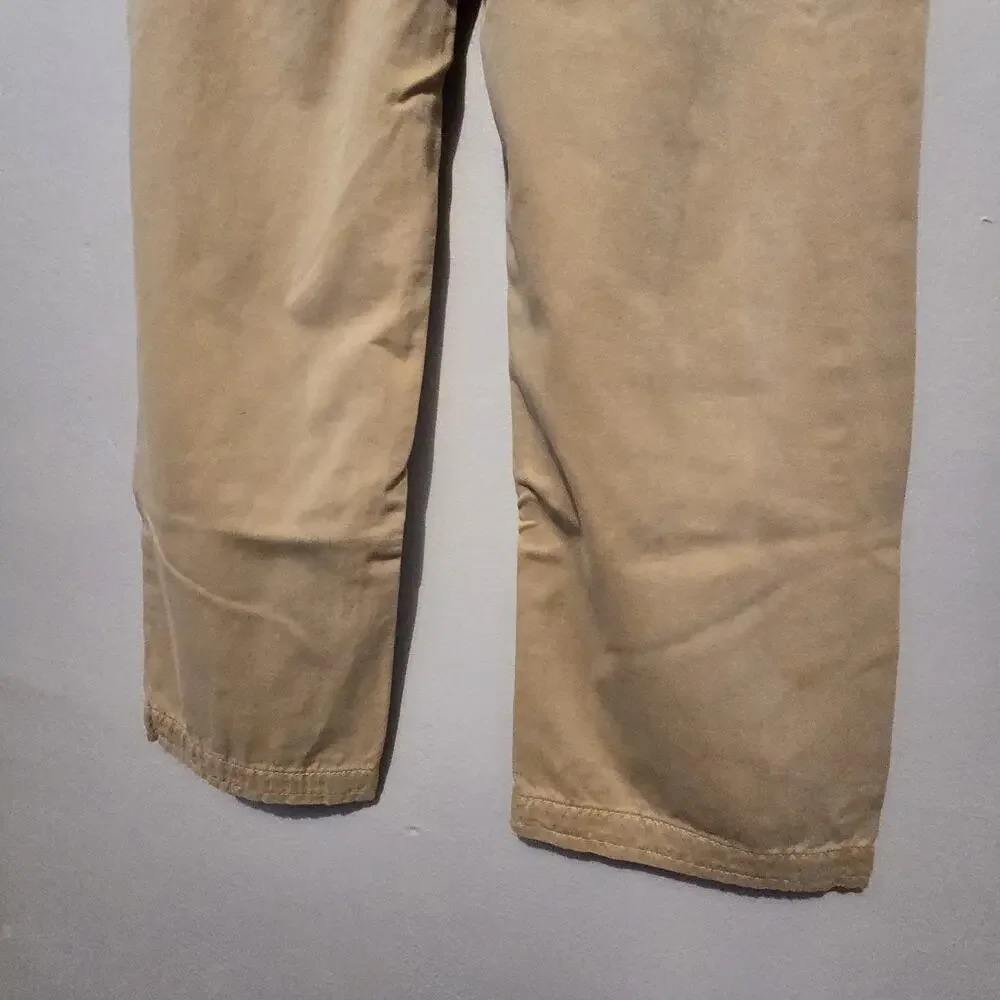 Free‎ People Anthropologie Denim Pants Crop Womens Sz 6 Mustard Tan Baggy Taper